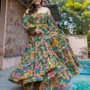 GOLDEN HAZE HANDBLOCK COTTON DRESS